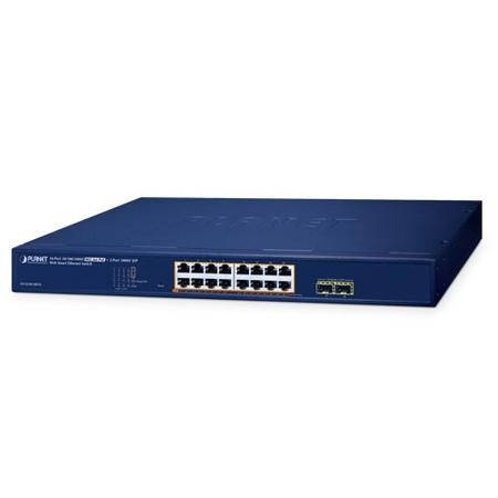 Planet PL-GS-2210-16P2S 16 Port Gigabit PoE+ 2 Port SFP Web Smart Yönetilebilir PoE Switch