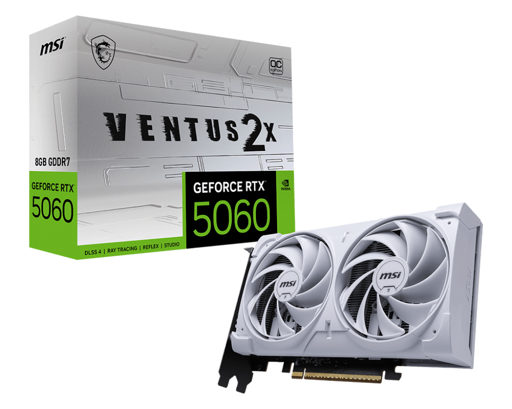 Msi RTX 5060 8G VENTUS 2X OC WHITE 8 GB GDDR7 GeForce RTX 5060 Ventus 2X White 128Bit NVIDIA Ekran Kartı