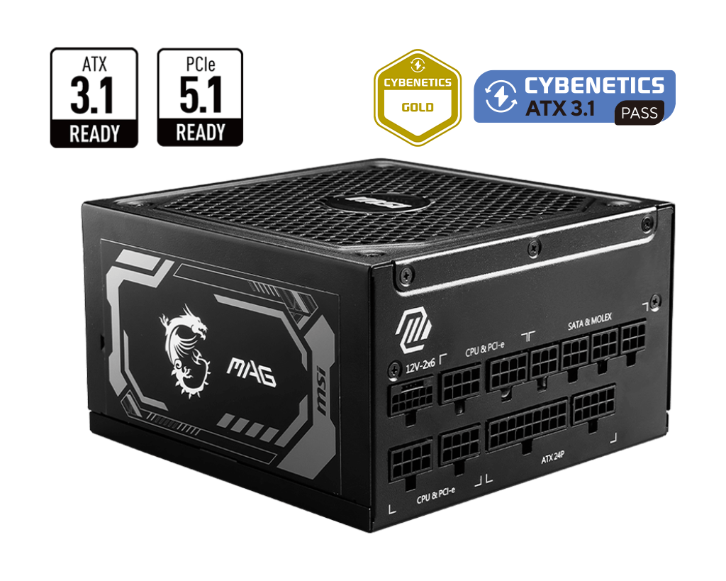 Msi MAG A1250GL PCIE5 1200W 80 PLUS Gold 13.5Fanlı Tam Modüler PICE 5 ATX Power Supply