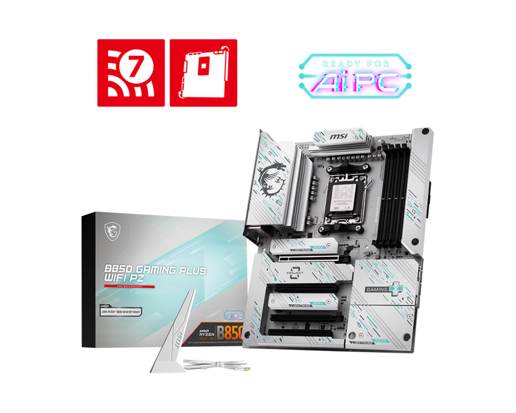 Msi B850 GAMING PLUS WIFI PZ Sc-AM5 DDR5 8200Mhz 3xM.2 5G Lan Wi-Fi7 ATX AMD Anakart