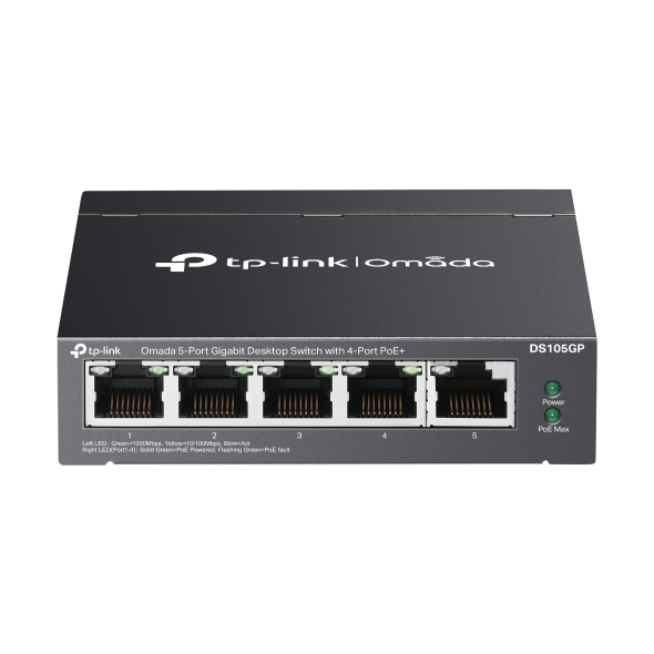 Tp-Link Omada DS105GP 5 Port Gigabit PoE+ Masaüstü PoE+ Switch