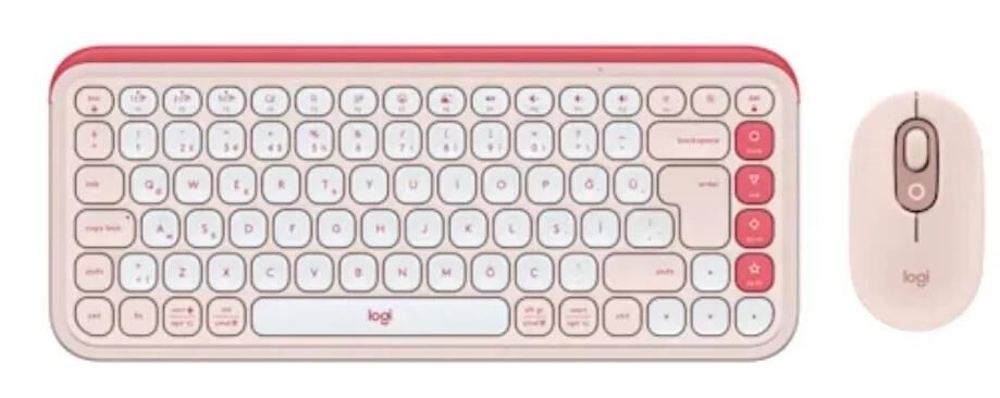 Logitech 920-013077 Pop Icon Q TR Grafit Bluetooth Pudra Pembe Kablosuz Klavye Mouse Set