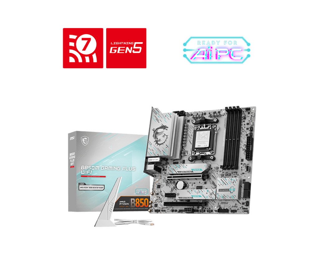 Msi B850M GAMING PLUS WIFI Sc-AM5 DDR5 8200Mhz 2XM2 5-10Gbit LAN Wi-Fi7 mATX AMD Anakart