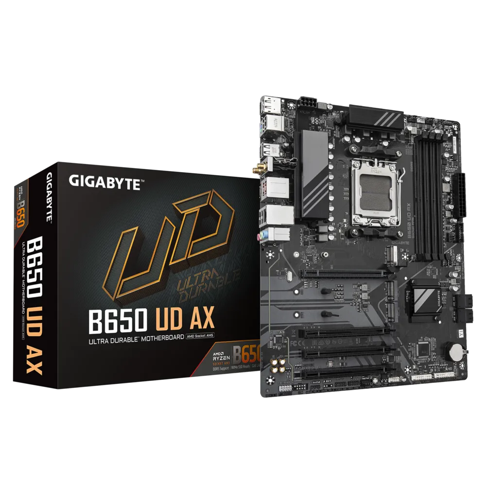 Gigabyte B650 UD AX Sc-AM5 DDR5 8000Mhz 3xM.2 1Gbit LAN Wi-Fi6 ATX AMD Anakart