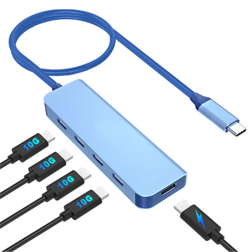 Vcom CUE11S USB Type C to 4 Port USB Type C 10GBps 1 Port 3.0 100W PD Mavi USB Çoklayıcı