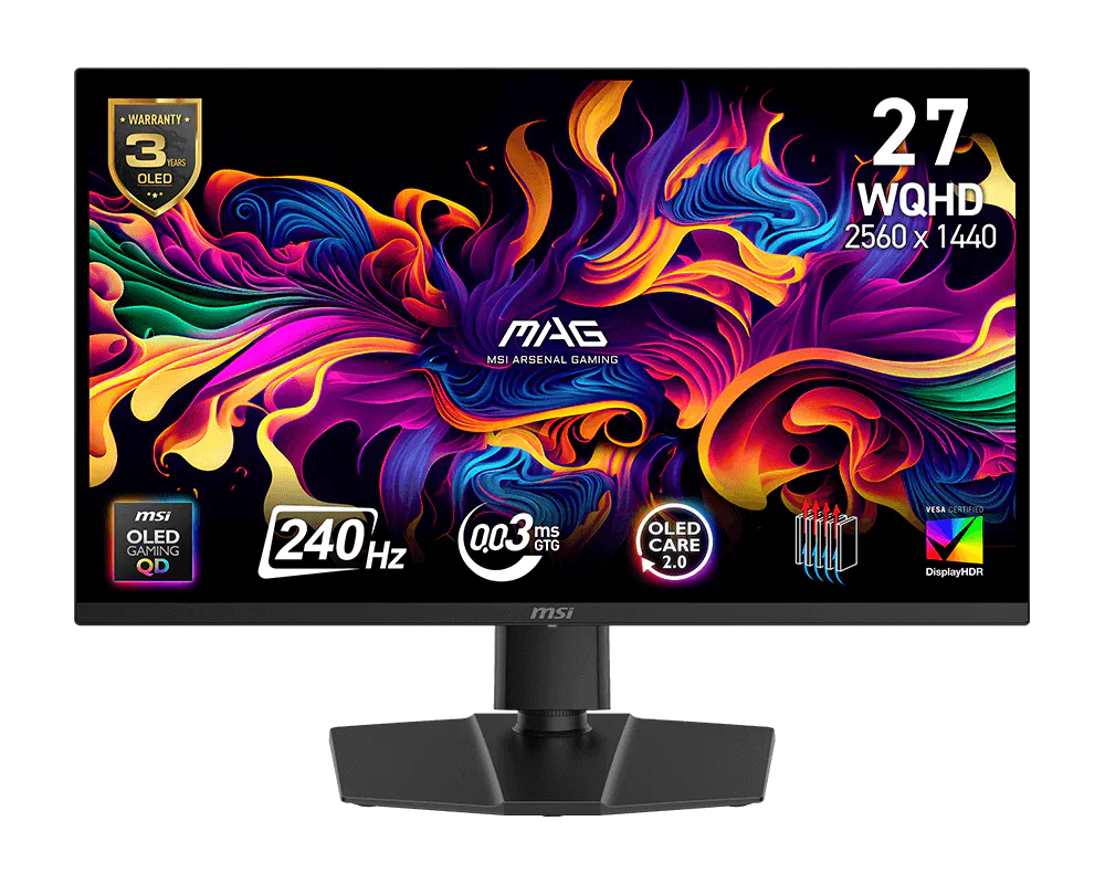 Msi MAG 273QP QD-OLED X24 26.5 inch 2560x1440 0.03ms 240Hz HDMI DP Prenium Pro Oyuncu Monitörü