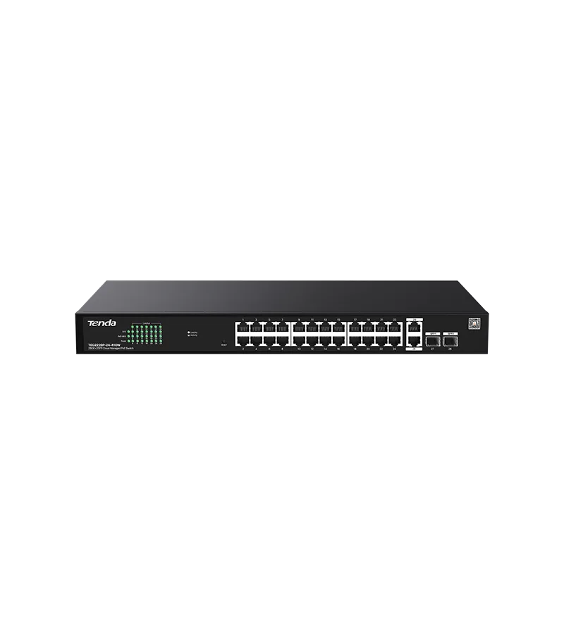 Tenda TEG2228P-24-410W 24 Port Gigabit PoE 2 Port Uplink 2 Port SFP Managed Yönetilebilir PoE Switch