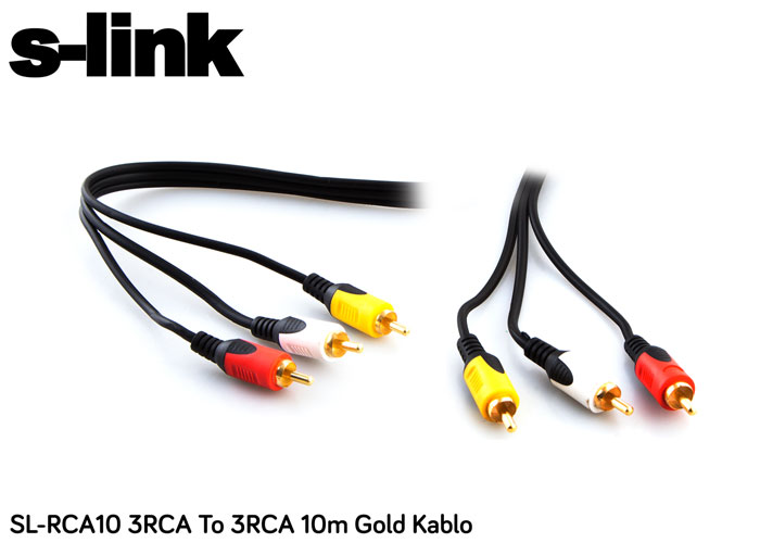 S-link SL-RCA10 10 Mt 3RCA to 3 RCA Altın Uçlu Görüntü Kablosu