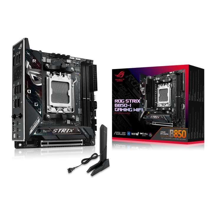 Asus ROG STRIX B850-I GAMING WIFI Sc-Am5 DDR5 6400Mhz 3xM2 2.5Gbit ATX Crate AI Suite AMD Anakart