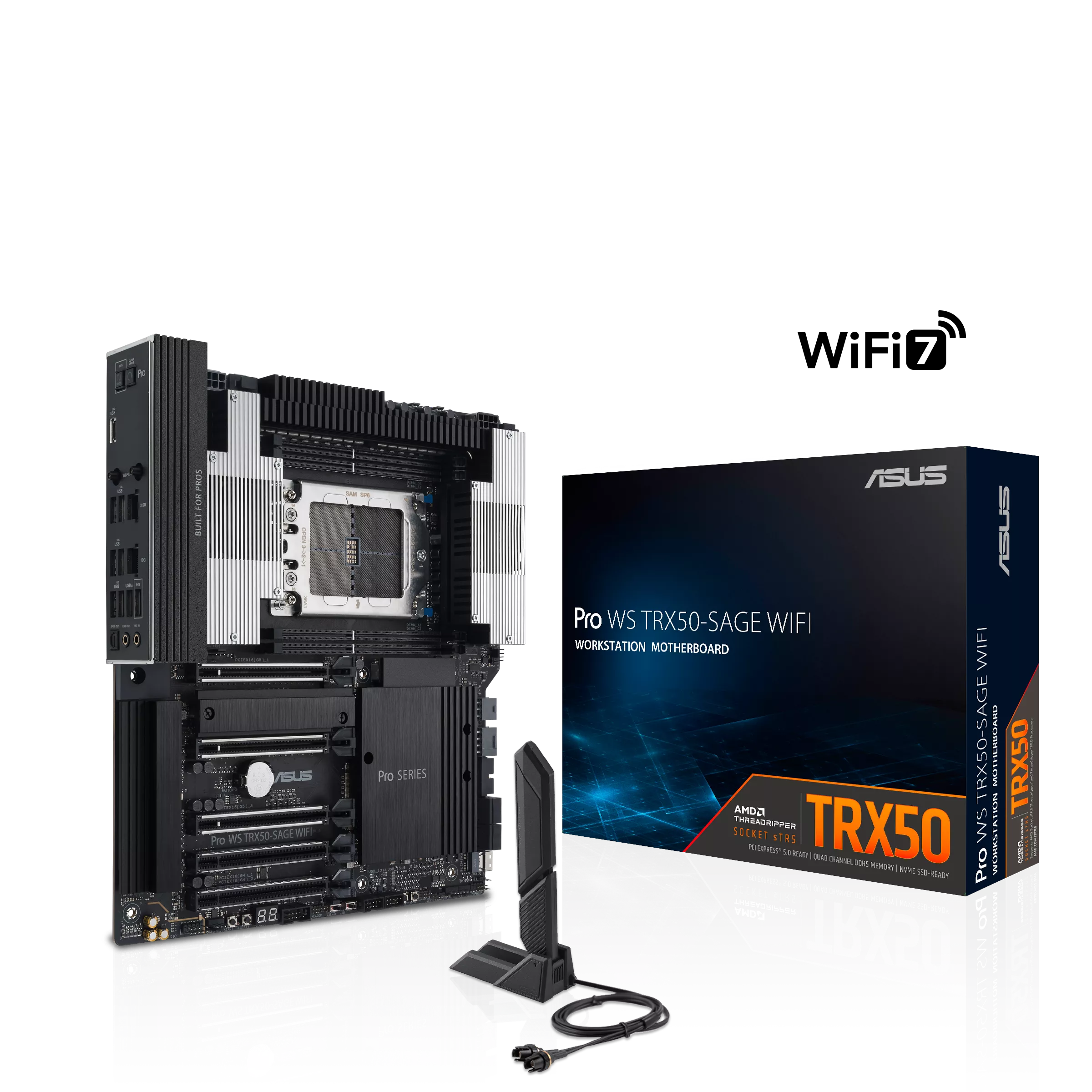 Asus TRX50-SAGE WIFI Sc-sTR5 TRX50 DDR5 7600Mhz 3XM2 10Gbit 5Gbit LAN Wi-Fi7 ATX AMD Aanakart