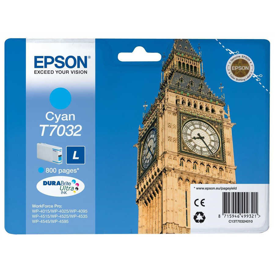 Epson C13T70324010 T7032 L C 800 Sayfalık Mavi Orijinal Inkjet Kartuş