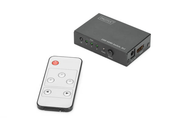 Digitus DS-45312 3 Port Giriş 1 Port Çıkış 2K4K 60Hz 3D Ultra HD Kumandalı HDMI Görüntü çoklayıcı