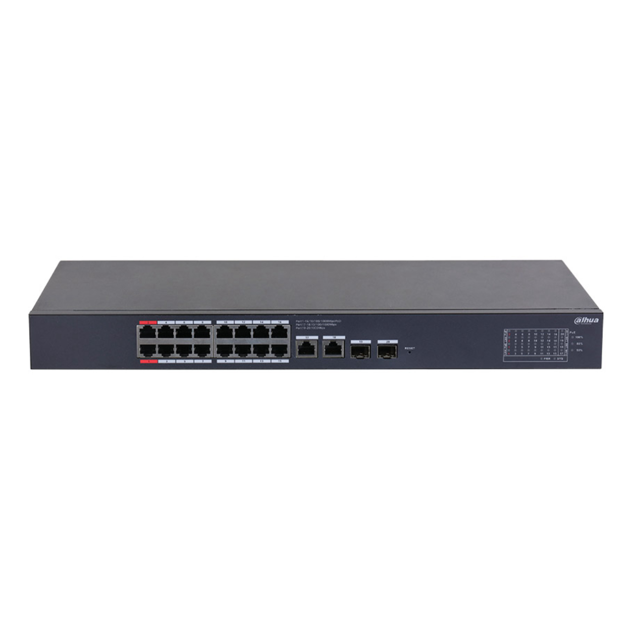 Dahua CS4220-16GT-240 16 Port Gigabit PoE 2 Port Gigabit Uplink 2 Port SFP 240W Cloud Yönetilebilir Switch