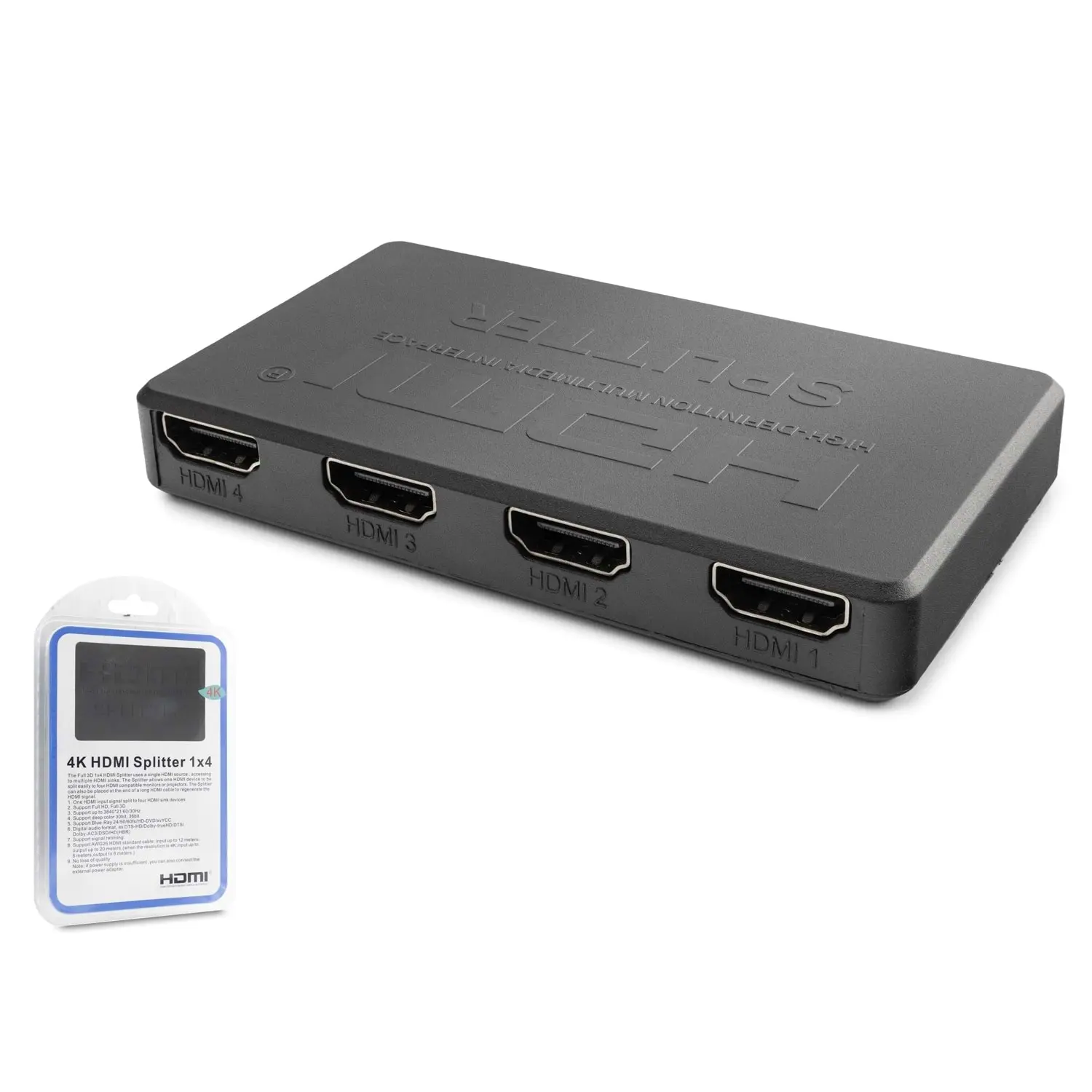 Hadron HDX1372 1 Port Giriş 4 Port Çıkış 4K v2.0 With Usb Power HDMI Görüntü Çoklayıcı