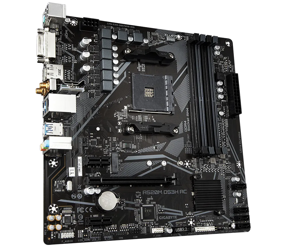 Gigabyte A520M-DS3H-AC Sc-AM4 DDR4 4400Mzh M2 Wi-Fi mATX AMD Anakart
