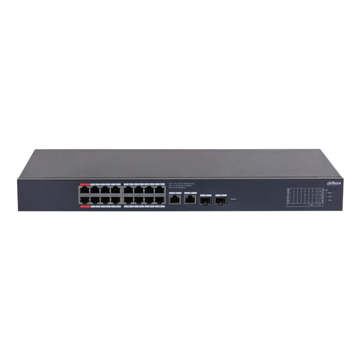 Dahua CS4220-16GT-135 16 Port Gigabit PoE 2 Port Gigabit Uplink 2 Port SFP 135W Cloud Yönetilebilir PoE Switch