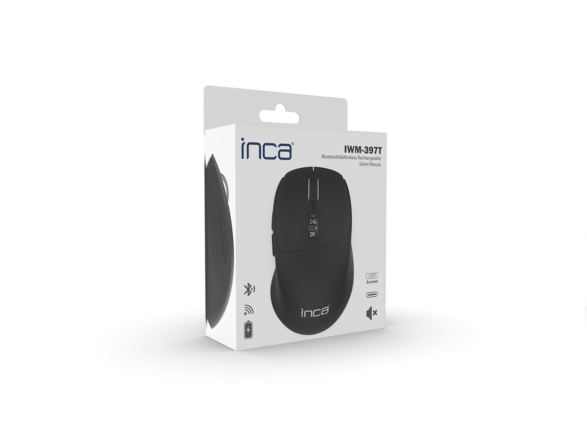 Inca IWM-397T 1600Dpi 5 Tuşlu Bluetooth 2.4GHz Kablosuz Siyah Mouse