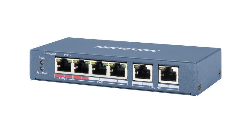 Hikvision DS-3E0106HP-E 4 Port 10/100Mbps PoE 2 Port Uplink 65W PoE Switch