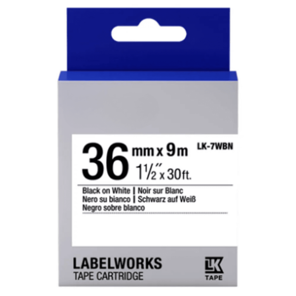Epson LK-7WBN 9Mt 36mm Standard Beyaz Üzeri Siyah Etiket