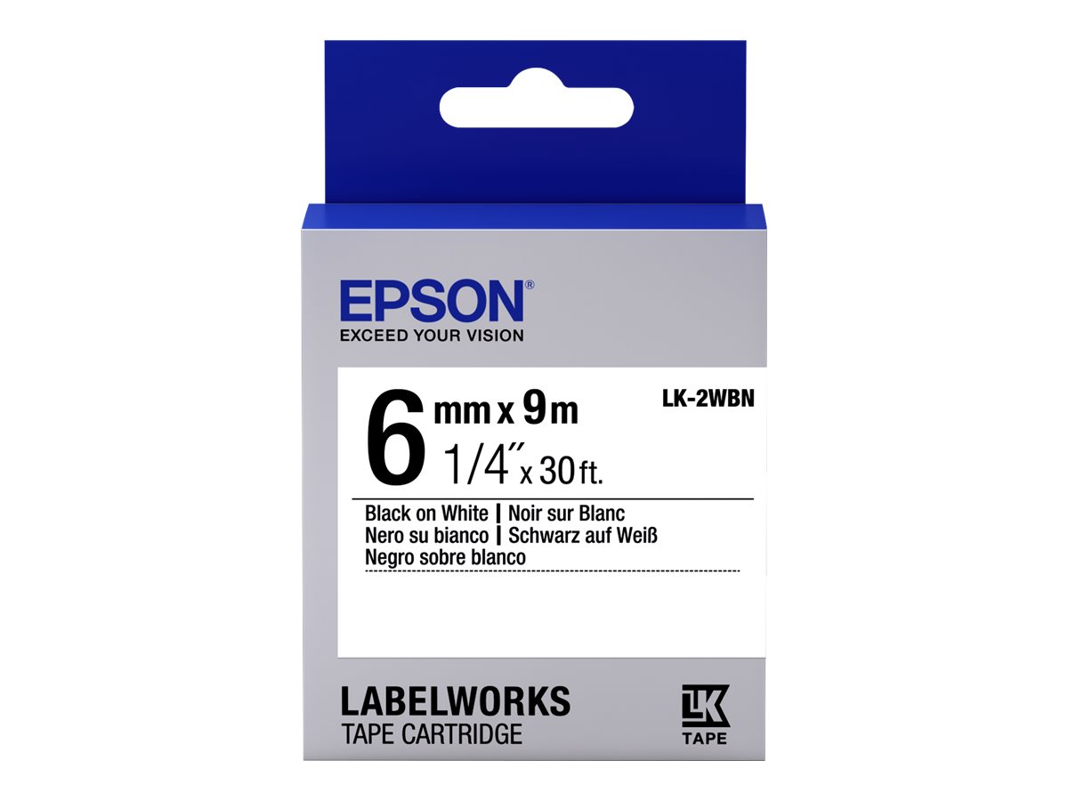 Epson C53S652003 LK-2WBN 9 Mt 6mm Beyaz Üzeri Siyah Standart Etiket