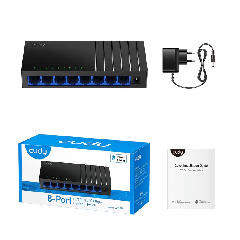 Cudy GS108D 8 Port Gigabit Plastik Kasa Masa Üstü Ethernet Switch