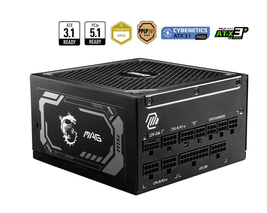 Msi MAG A1000GL PCIE5 1000W 80 PLUS Gold 13.5Fanlı Tam Modüler PICE 5 ATX Power Supply