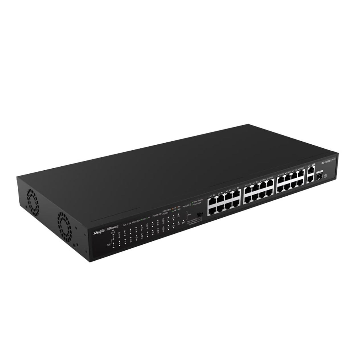Ruijie RG-ES126S-P V2 24 Port 10/100Mbps Poe 2 Port Gigabit Uplink 1 Port SFP 370W PoE Switch