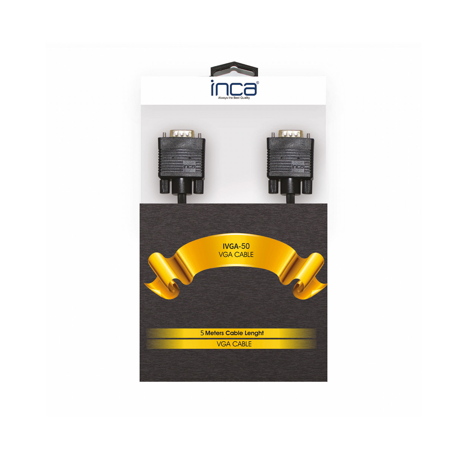 Inca IVGA-50 5 MT VGA to VGA Erkek-Erkek %99.50 Bakır Altın Uçlu VGA Görüntü Kablosu
