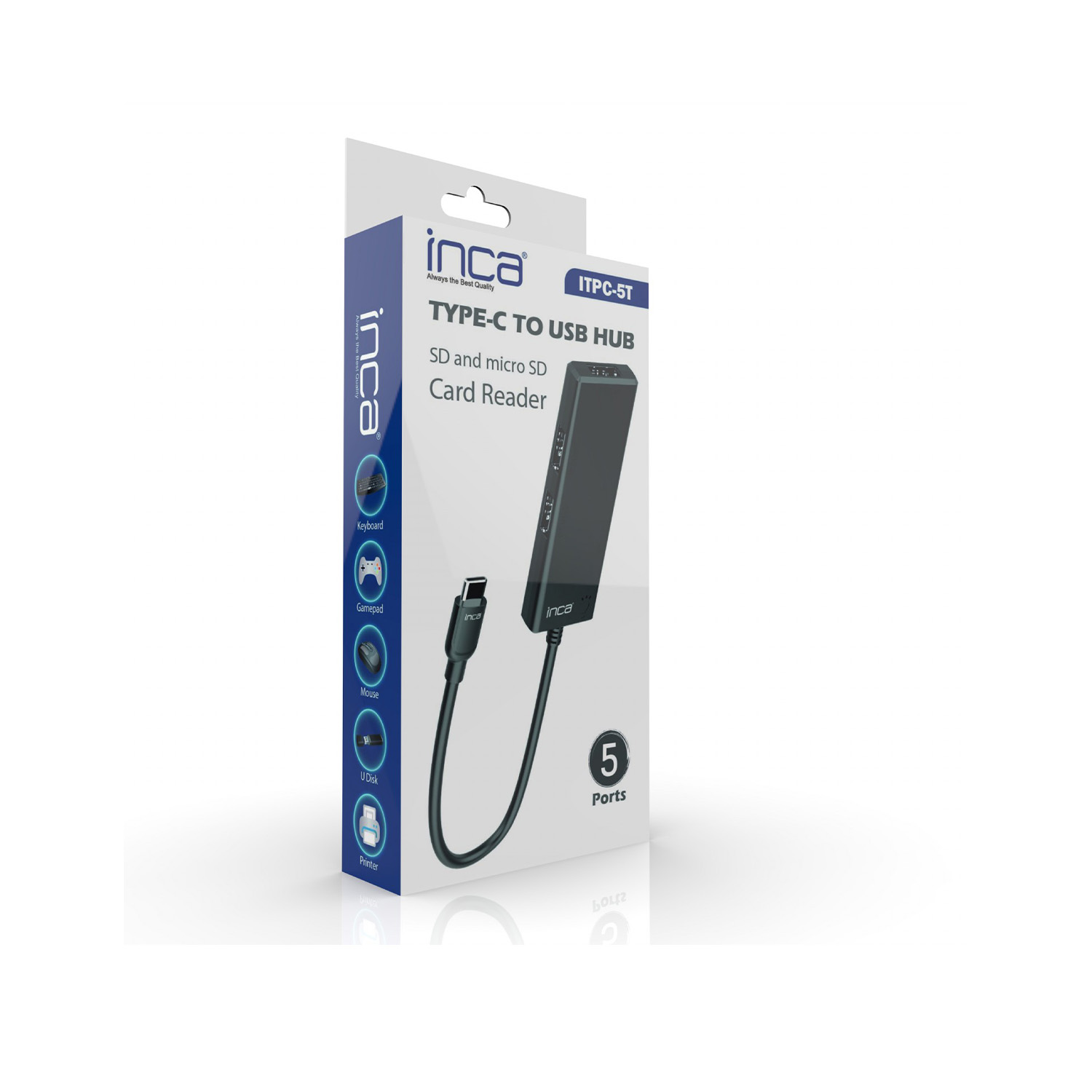 Inca ITPC-5T US TYPE C to 3 Port Usb 3.0 Kart Okuyucu