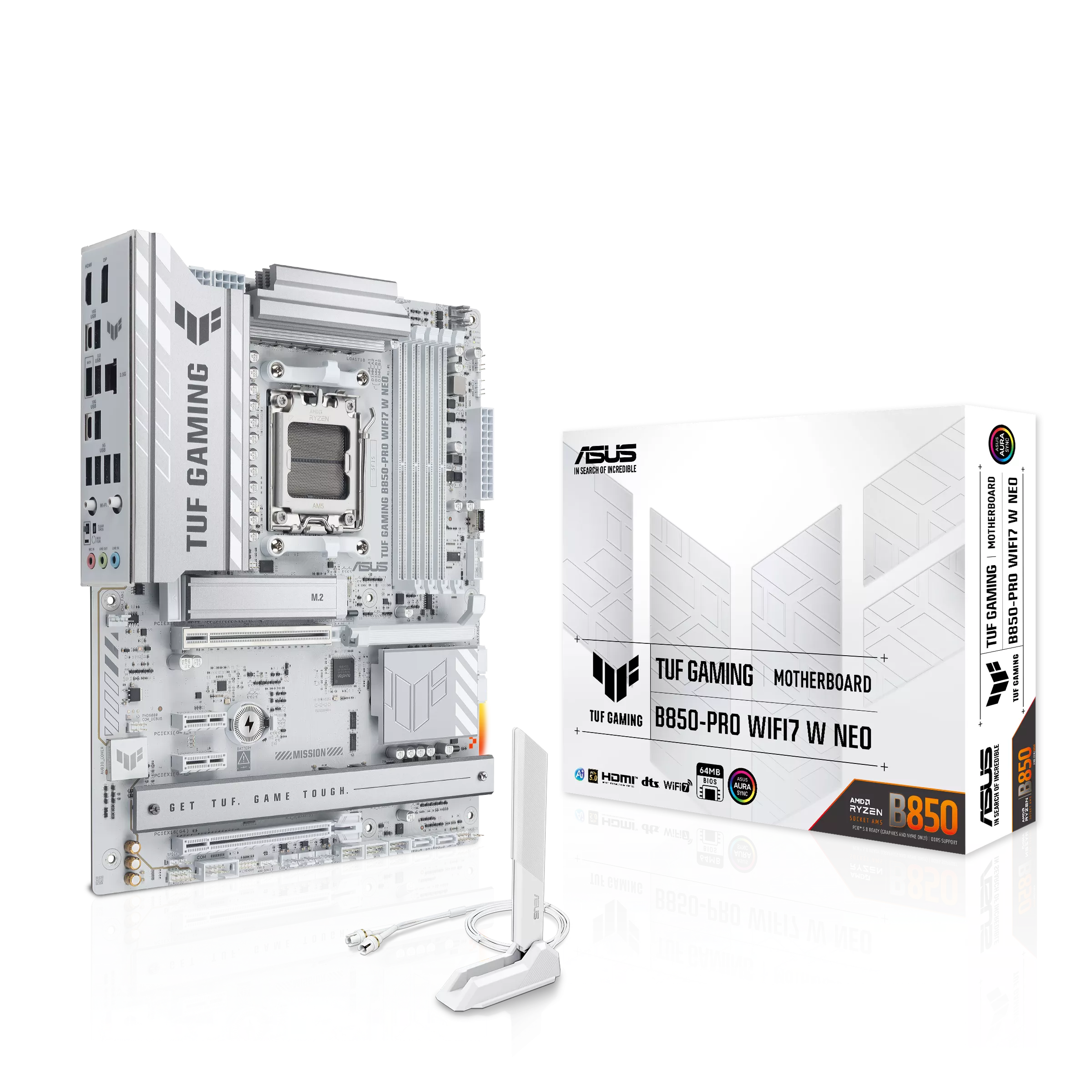 Asus TUF GAMING B850-PRO WIFI7 W NEO Sc-AM5 DDR5 9000MHz 3xM2 Wifi7 2.5Gbit RGB ATX AMD Anakart