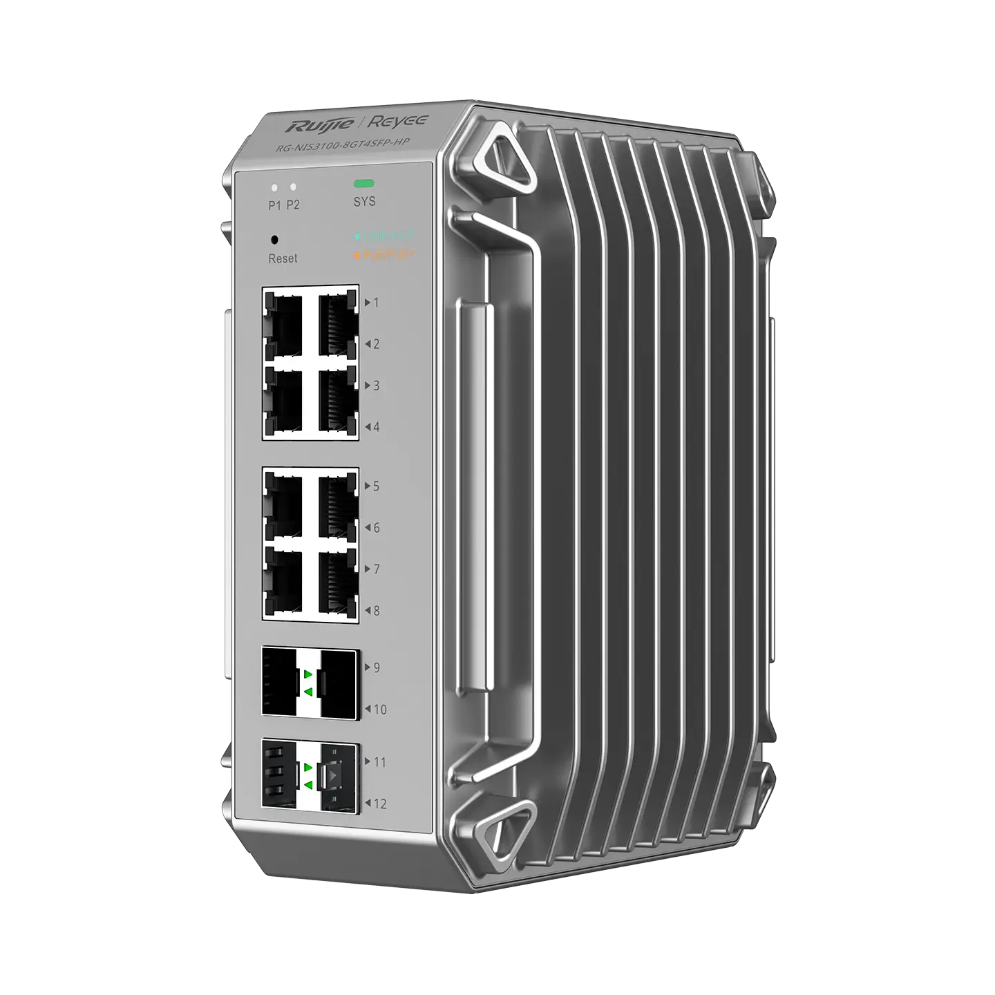 Ruijie RG-NIS3100-8GT4SFP-HP 8 Port Gigabit PoE 4 Port SFP Endüstriyel poE Switch