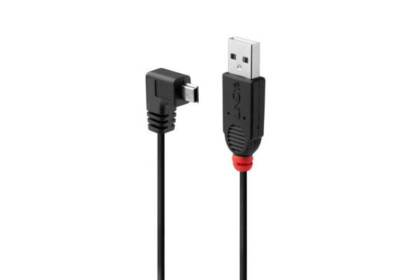 Lindy LIN-31970 0.5 Mt USB 2.0 to mini USB 90 Derece Acılı USB Kablo