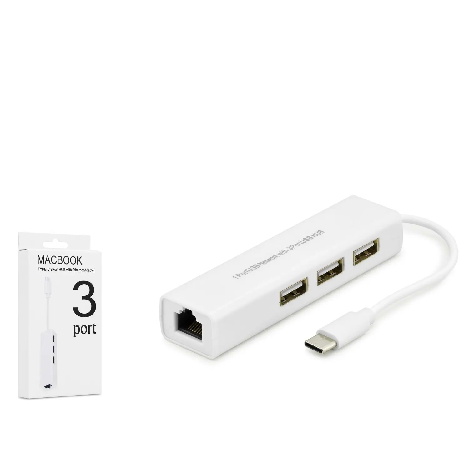 Hadron HDX7007 Usb Type C to RJ45 Gigabit 3 Port Usbh 2.0 Usb Ethernat Adaptörü