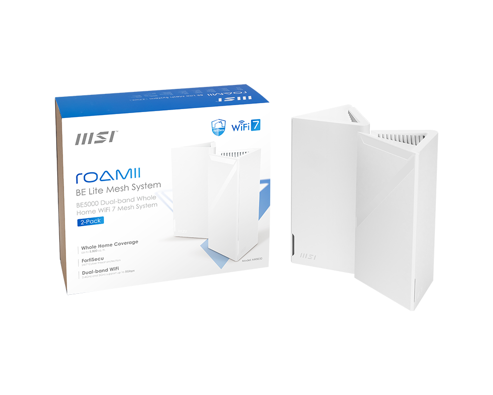 Msi ROAMII BE LITE MESH SYSTEM- 2 PACK 3 Port Gigabit Dual Ban 1200Mhz Access Point
