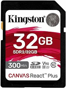 Kingston SDR2/32GB 32 GB 300Mb/s Canvas React Plus SDHC UHS-II U3 V90 4K 8K SD Kart