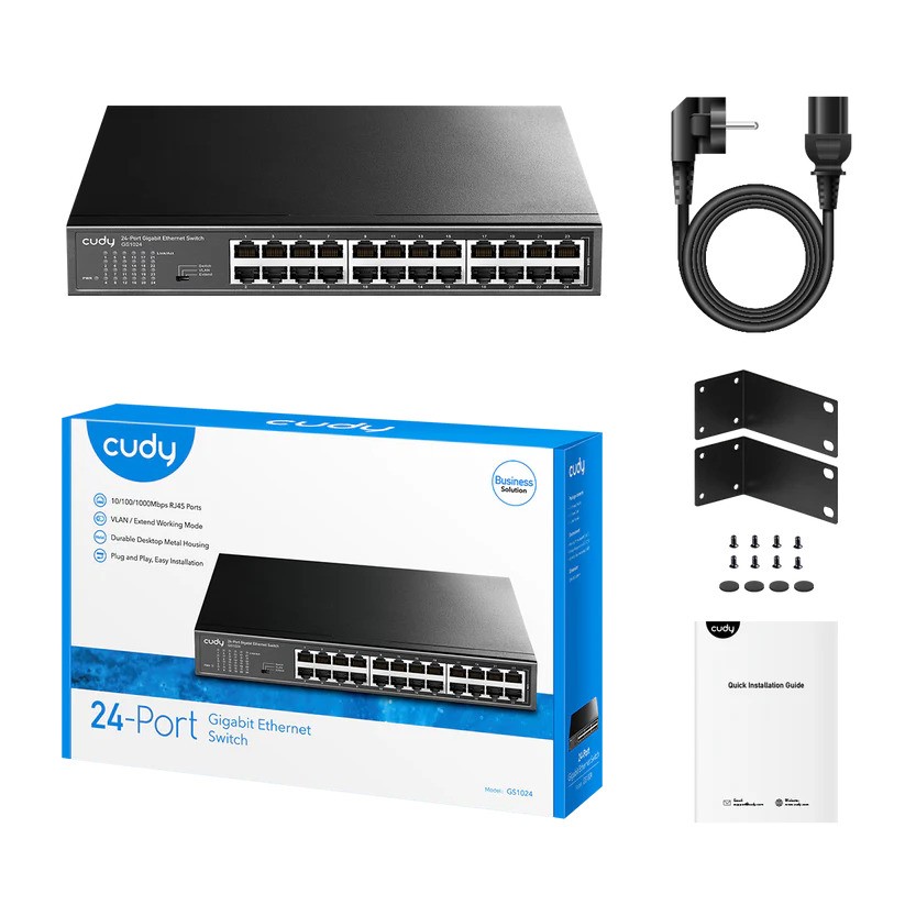 Cudy GS1024 24 Port Gigabit Metaql Kasa Rack molunt Ethernet Switch