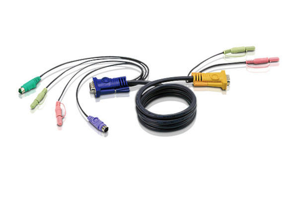 Aten 2L-5301P 1.2 Mt 3 in 1 SPHD Mikrofon Hoparlöe PS/2 KVm Swithc Kablosu