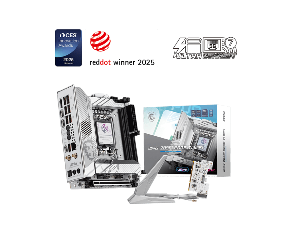 Msi MPG Z890I EDGE TI WIFI Sc-1851 DDR5 8600Mhz 4xM2 Wifi7 5GBit Lan ATX INTEL Anakart