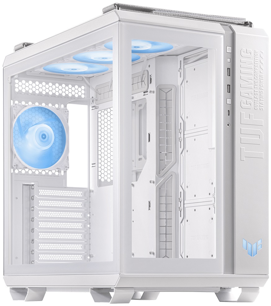 Asus TUF GAMING GT502 PANAROMİK PSU YOK Temperli Cam miniITX Beyaz Bilgisayar Kasası