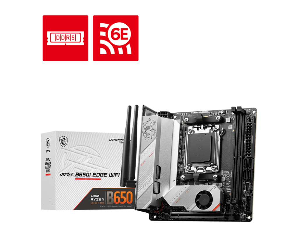 Msi MPG B650I EDGE WIFI SC-AM5 B650 DDR5 7200Mhz M.2 2.5Gbit LAN Wi-Fi 6E mITX AMD Anakart