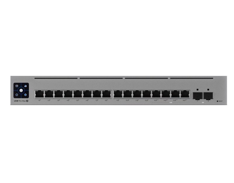 Ubiquiti USW-PRO-MAX-16-POE 16 Port Gigabit PoE 2 Port SFP 180W Yönetilebilir PoE Switch