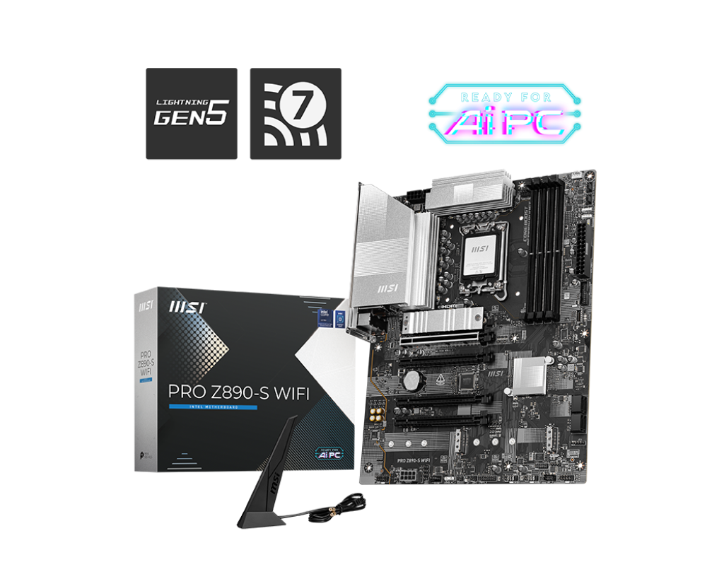 Msi PRO Z890-S WIFI Sc-1851 Z890 DDR5 8600Mhz 3xM2 2.5Gbit Lan WİFİ 7 20Gbps USB ATX INTEL Anakart