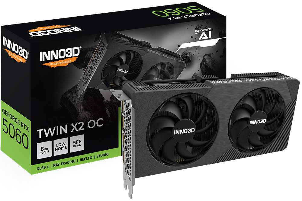 Inno3D N50602-08D7X-195071N 8 GB GDDR7 GeForce RTX5060 Twin X2 OC V2 128Bit NVIDIA Ekran Kartları