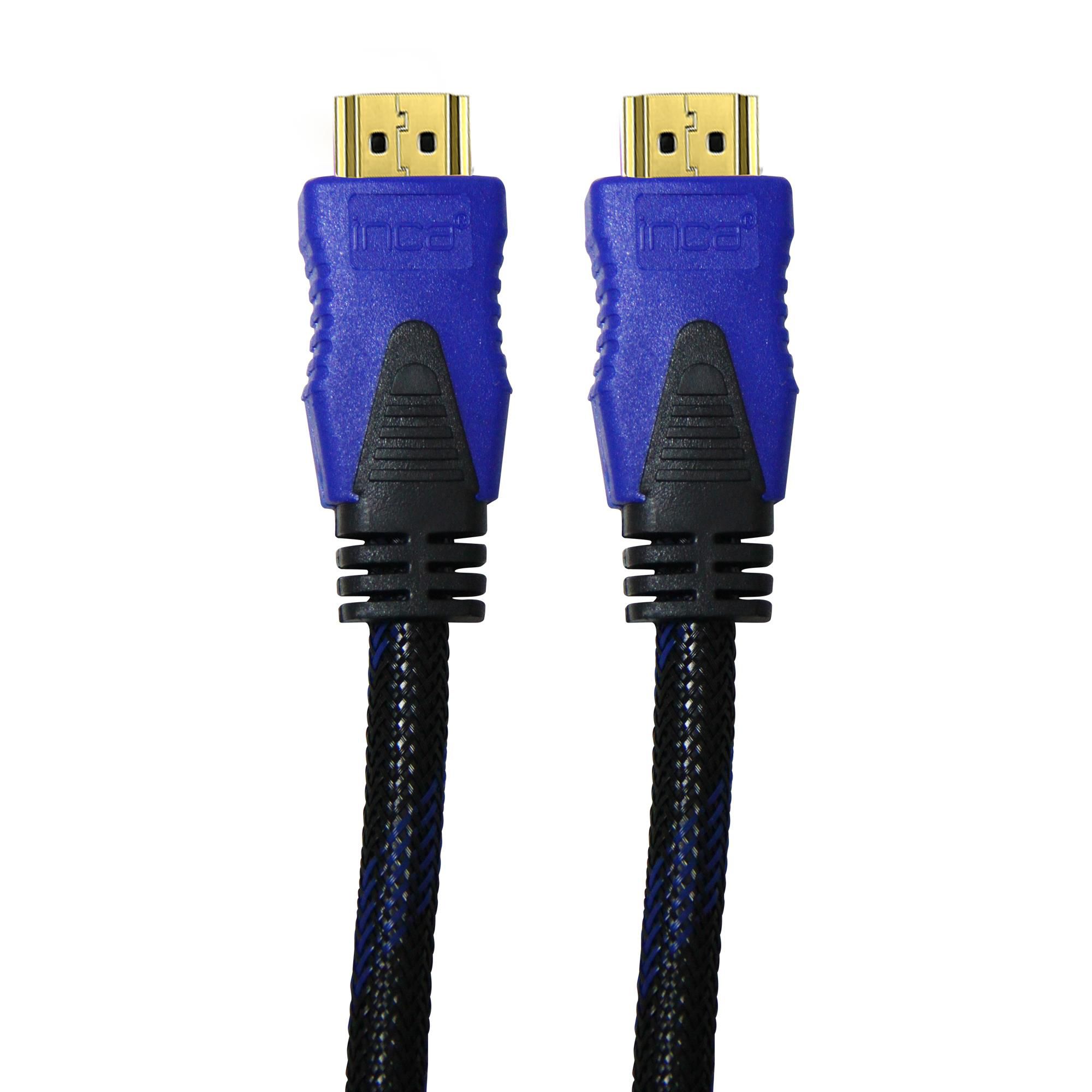 Inca IMHD-18B 2 Mt HDMI to HDMI Erkek-Erkek 1.4v 3D Altın Uçlu Örgülü HDMI Görüntü Kablosu
