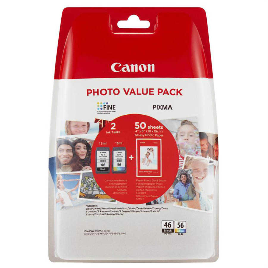 Canon 9059B003 PG-46 CL-56 Multipack 2 li Fotoğraf Kağıtı Hediyeli Orijinal Inkjet Kartuş