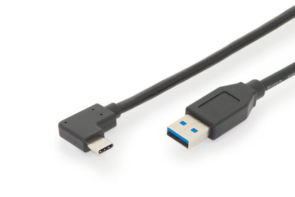 Digitus AK-300147-010-S 1 Mt USB 3.0 to USB Type C Gen2 90 Derece 10GB 3A USB Kablo