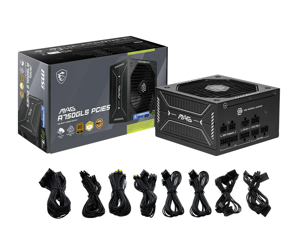 Msi MAG A750GLS PCIE5 750W 80 Plus Gold 12cm Fan Full Modüler PCIe 5.1 ATX Power Supply