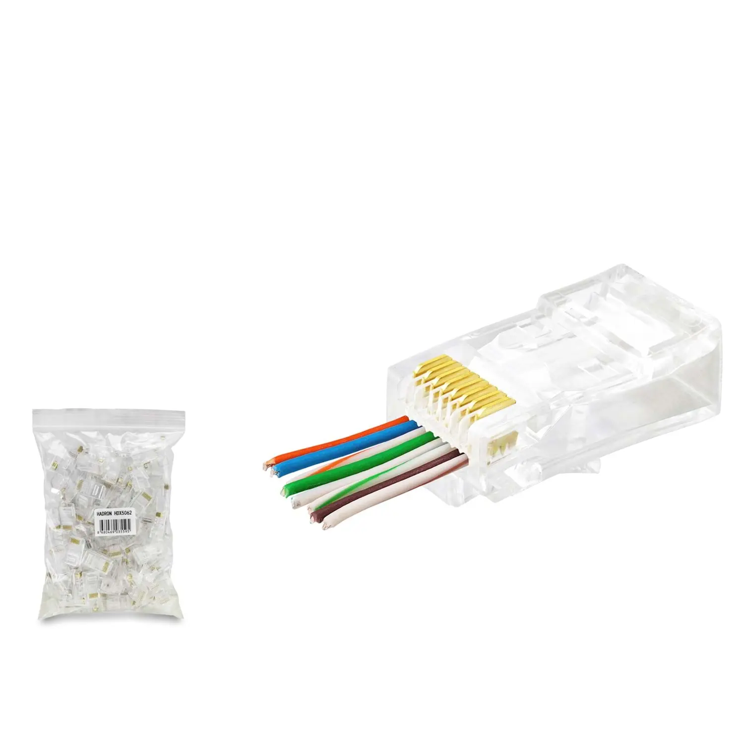 Hadron HDX5062 RJ45 CAT6 UTP Yeni NesiL Delikli 100 lü Paket Konnektör