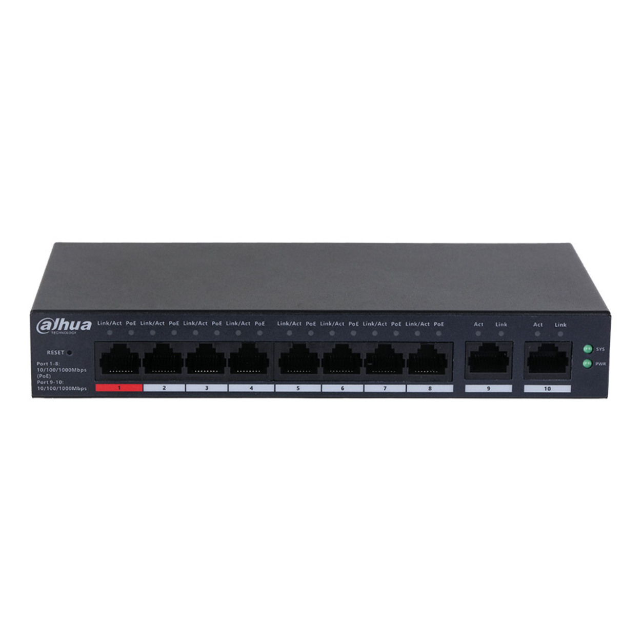 Dahua CS4010-8GT-110 10 Port Gigabit PoE 2 Port Gigabit Uplink 110W Cloud Yönetilebilir Switch