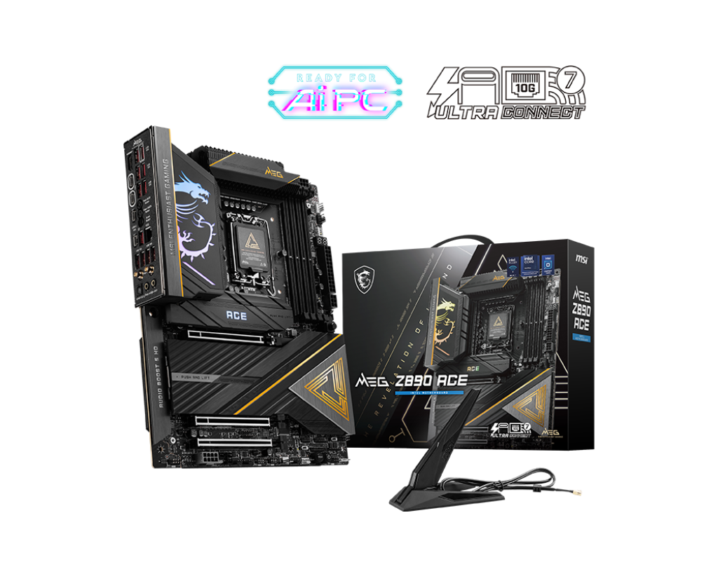 Msi MEG Z890 ACE Sc-1851 Z890 DDR5 9200Mhz 5xM2 10Gbit Lan WIFI7 USB 20Gbps ATX INTEL Anakart